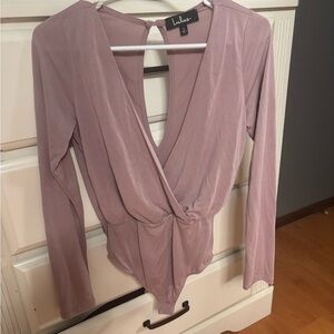 Lulu's Dusty Pink Long Sleeve Bodysuit